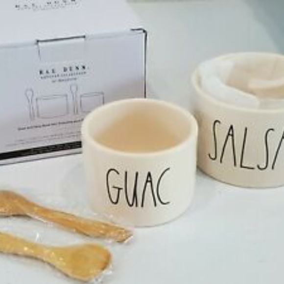 Rae Dunn Guac and Salsa Bowls with wood spoons - Picture 2 of 2